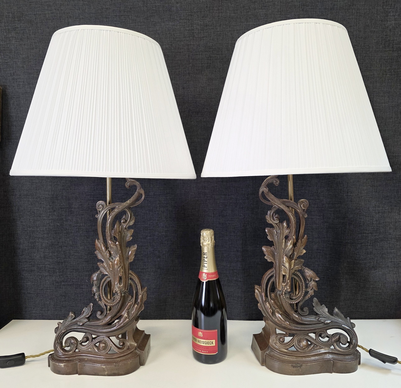 A pair of Louis XV Chenet Lamps